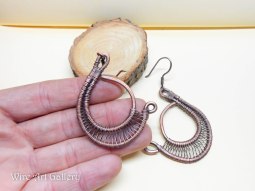 Nautilus wire wrapped earrings, round hoop earrings, oxidized copper wire