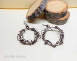 Steampunk hoops earrings / Crown of thorns earrings / oxidized copper wire / wire wrapped earrings / handmade jewelry