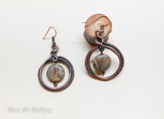 Round hoop wire wrapped earrings, oxidized copper wire / retro steampunk / handmade jewelry