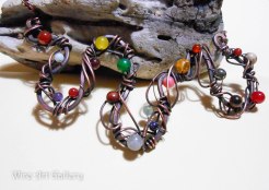 Multi stone necklace / Wire wrapped oxidized copper gemstone statement tangled necklace / avan garde, art nouveau fantasy / handmade jewelry