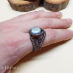 Labradorite Wire wrapped ring oxidized copper / antiqued ring boho hippie fantasy ring / size 6.5 adjustable / handmade wire wrapped jewelry