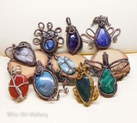 Wire Wrapped jewelry / handmade pendant oxidized copper wire