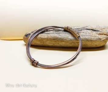 wire wrapped copper bracelet cuff, semi precious stones, handmade jewelry