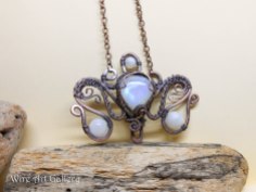 Wire wrapped necklace / oxidized copper jewelry / Moonstone
