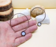 Minimalist earrings curved / oxidized copper wire / wire wrapped jewelry opalite hoops