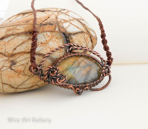 Wire wrapped copper pendants / semi-precious stones / minerals gemstones