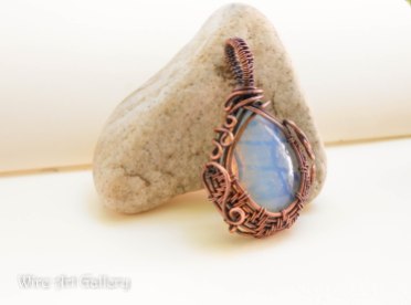 Wire wrapped copper pendants / Opal opalite, artificial moonstone, man-made moonstone, semi-precious stones / minerals gemstones